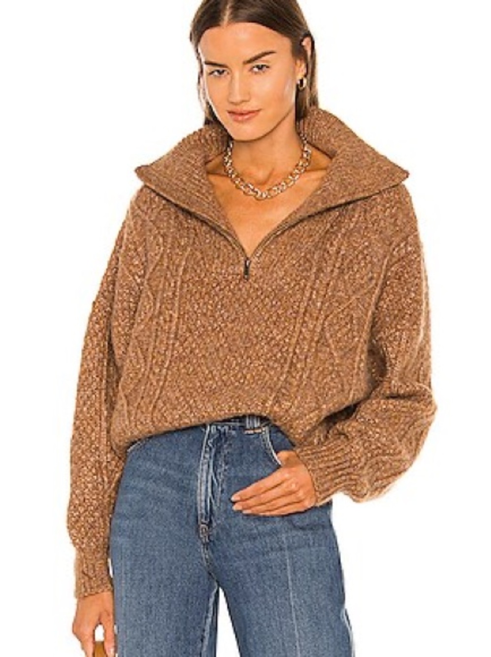 The Great. The Cable Henley Pullover - Cider